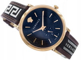 Shop Authentic Versace V-Circle Quartz Black Dial Brown Leather Strap Watch for Men - VEBQ01619 - Luxxuri