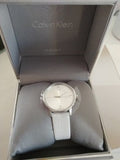  Shop Authentic Calvin Klein Accent Silver Dial White Leather Strap Watch for Women - K2Y2Y1KW - Luxxuri