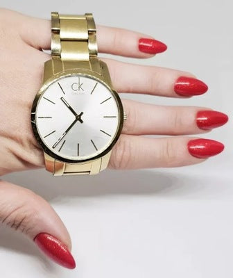  Shop Authentic Calvin Klein City Silver Dial Gold Steel Strap Watch for Men - K2G21546 - Luxxuri