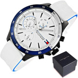  Shop Authentic Tommy Hilfiger Bank Chronograph White Dial White Rubber Strap Watch for Men - 1791723 - Luxxuri