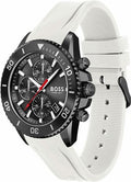  Shop Authentic Hugo Boss Admiral Chronograph Black Dial White Rubber Strap Watch for Men - 1513966 - Luxxuri