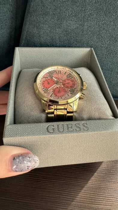  Shop Authentic Guess Mini Sunrise Quartz Analog Orange Dial Gold Steel Strap Watch For Women - W0448L7 - Luxxuri