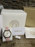  Shop Authentic Versace Audrey Quartz White Dial Pink Leather Strap Watch for Women - VELR00119 - Luxxuri