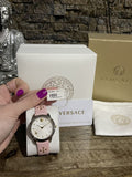  Shop Authentic Versace Audrey Quartz White Dial Pink Leather Strap Watch for Women - VELR00119 - Luxxuri