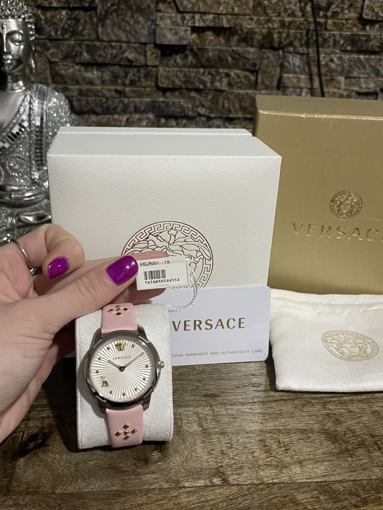  Shop Authentic Versace Audrey Quartz White Dial Pink Leather Strap Watch for Women - VELR00119 - Luxxuri