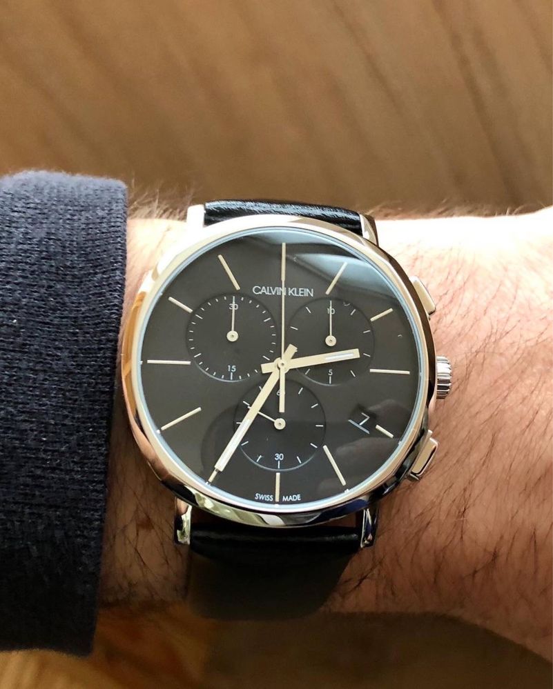 Shop Authentic Calvin Klein Posh Black Dial Black Leather Strap Watch for Men - K8Q371C1 - Luxxuri