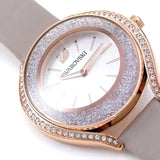  Shop Authentic Swarovski Crystalline Aura Silver Dial Beige Leather Strap Watch for Women - 5519450 - Luxxuri