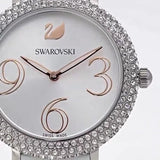  Shop Authentic Swarovski Crystal Frost Silver Dial White Leather Strap Watch for Women - 5484070 - Luxxuri