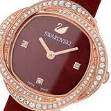  Shop Authentic Swarovski Crystal Flower Red Dial Red Leather Strap Watch for Women - 5552780 - Luxxuri