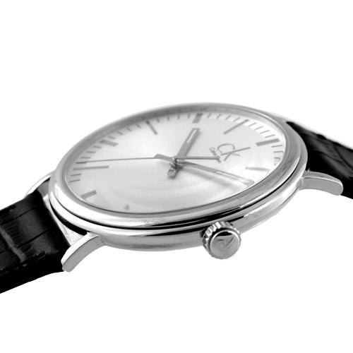  Shop Authentic Calvin Klein Surround Silver Dial Black Leather Strap Watch for Men - K3W211C6 - Luxxuri