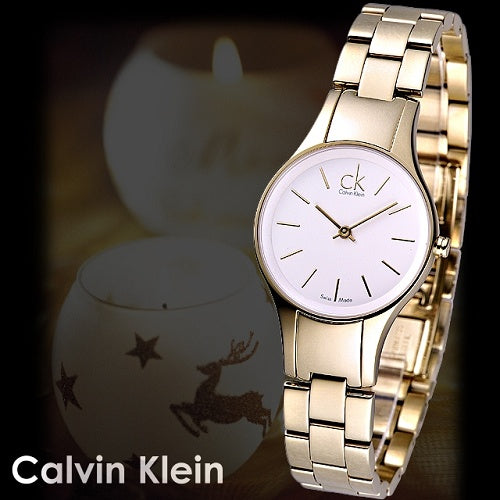  Shop Authentic Calvin Klein Simplicity White Dial Gold Steel Strap Watch for Women - K4323212 - Luxxuri