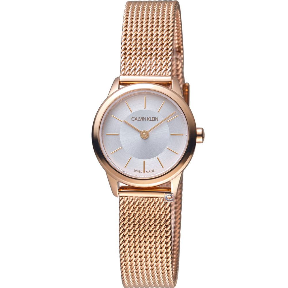  Shop Authentic Calvin Klein Minimal White Dial Rose Gold Mesh Bracelet Watch for Women - K3M23626 - Luxxuri