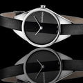 Shop Authentic Calvin Klein Rebel Black Grey Dial Black Leather Strap Watch for Women - K8P231C1 - Luxxuri