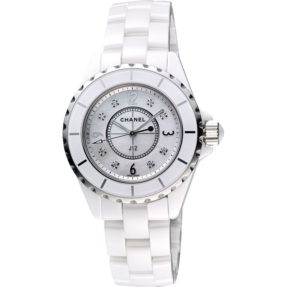 Chanel J12 Diamonds Quartz Ceramic White Dial White Steel Strap Watch for Women - J12 H2422