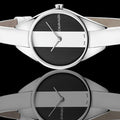 Shop Authentic Calvin Klein Rebel White Black Dial White Leather Strap Watch for Women - K8P231L1 - Luxxuri