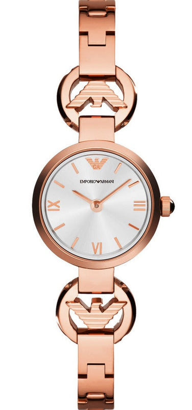  Shop Authentic Emporio Armani Retro Quartz Silver Dial Rose Gold Steel Strap Watch For Women - AR1776 - Luxxuri