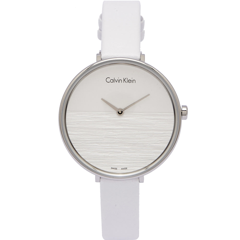  Shop Authentic Calvin Klein Rise White Grey Dial White Leather Strap Watch for Women - K7A231L6 - Luxxuri