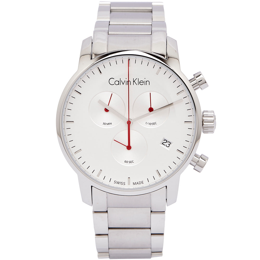  Shop Authentic Calvin Klein City Chronograph White Dial Silver Steel Strap Watch for Men - K2G271Z6 - Luxxuri