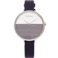  Shop Authentic Calvin Klein Rise White Grey Dial Black Leather Strap Watch for Women - K7A231C3 - Luxxuri