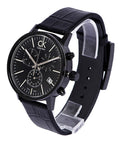  Shop Authentic Calvin Klein Post Minimal Chronograph Black Dial Black Leather Strap Watch for Men - K7627401 - Luxxuri