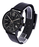  Shop Authentic Calvin Klein Post Minimal Chronograph Black Dial Black Leather Strap Watch for Men - K7627401 - Luxxuri