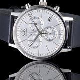 Shop Authentic Calvin Klein Post Minimal White Dial Black Leather Strap Watch for Men - K7627120 - Luxxuri