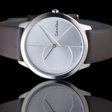  Shop Authentic Calvin Klein Minimal Silver Dial Brown Leather Strap Watch for Men - K3M221G6 - Luxxuri