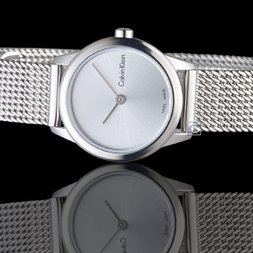  Shop Authentic Calvin Klein Minimal White Dial Silver Mesh Bracelet Watch for Women - K3M231Y6 - Luxxuri