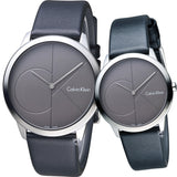  Shop Authentic Calvin Klein Minimal Grey Dial Black Leather Strap Watch for Men - K3M221C3 - Luxxuri