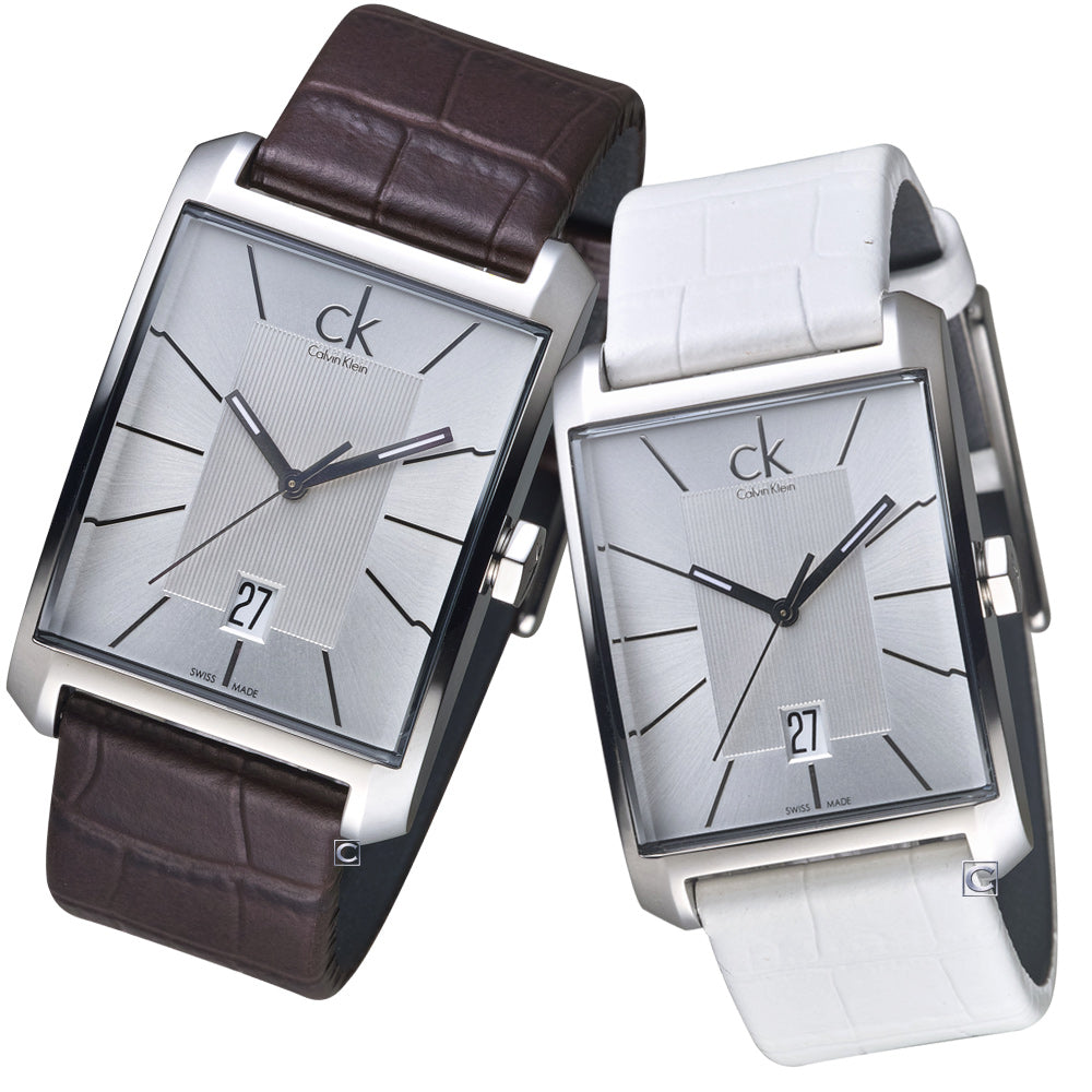  Shop Authentic Calvin Klein Window White Dial White Leather Strap Watch for Women - K2M23120 - Luxxuri