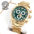  Shop Authentic Versace V-Ray Chronograph Quartz Green Dial Gold Steel Strap Watch For Men - VE2I00621 - Luxxuri
