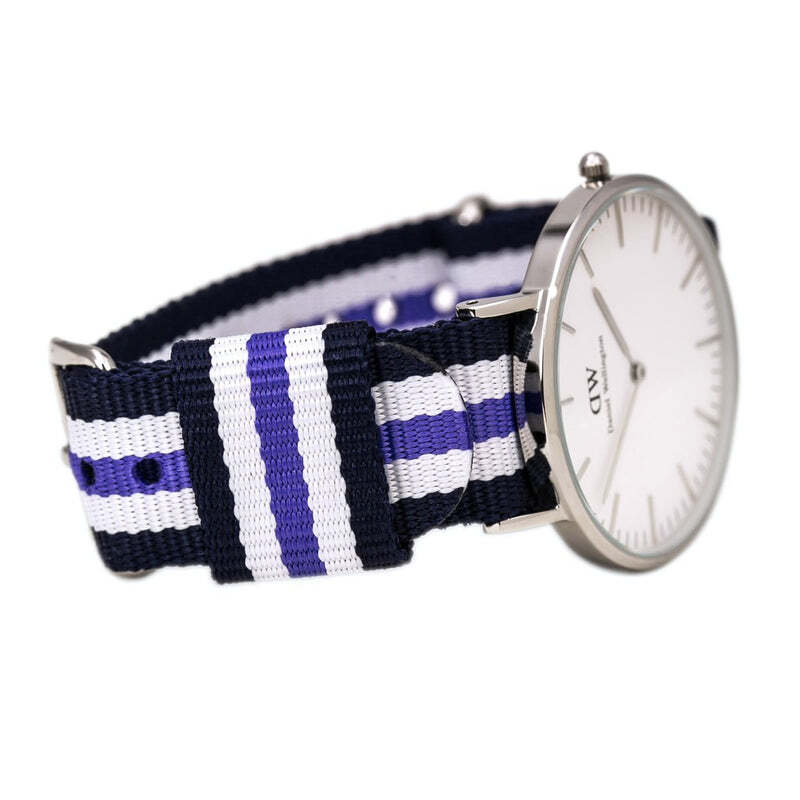  Shop Authentic Daniel Wellington Classic Trinity White Dial Three Tone Nylon Strap Watch For Women - 0609DW - Luxxuri