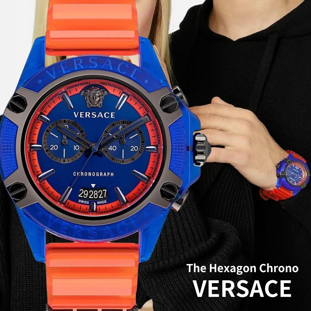  Shop Authentic Versace Icon Active Chronograph Quartz Blue Dial Orange Rubber Strap Watch For Men - VEZ700922 - Luxxuri