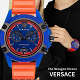 Shop Authentic Versace Icon Active Chronograph Quartz Blue Dial Orange Rubber Strap Watch For Men - VEZ700922 - Luxxuri