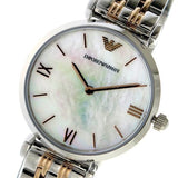  Shop Authentic Emporio Armani Gianni T-Bar Mother of Pearl Dial Two Tone Steel Strap Watch For Women - AR1987 - Luxxuri