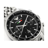  Shop Authentic Emporio Armani Team Italia Chronograph Black Dial Silver Steel Strap Watch For Men - AR5983 - Luxxuri