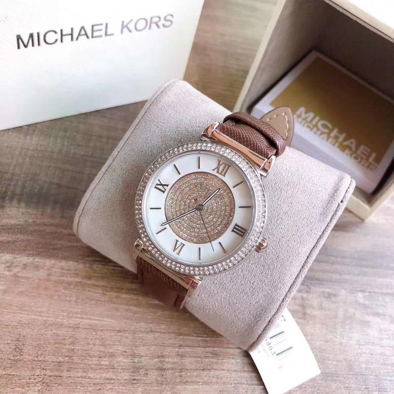  Shop Authentic Michael Kors Caitlin Quartz Silver Dial Gray Leather Strap Watch For Women - MK2377 - Luxxuri