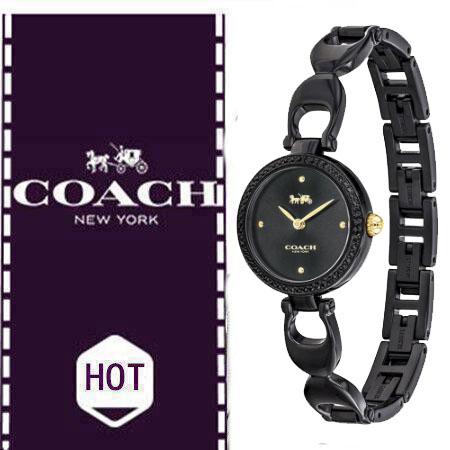 Coach Park Swarovski Crystals Black Dial Black Steel Strap Watch for Women - 14503564