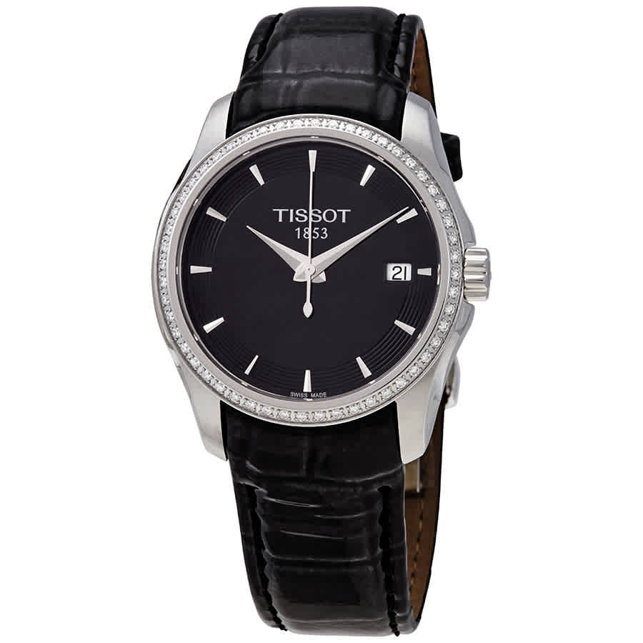  Shop Authentic Tissot T Trend Couturier Diamonds Black Dial Black Leather Strap Watch for Women - T035.210.66.051.00 - Luxxuri