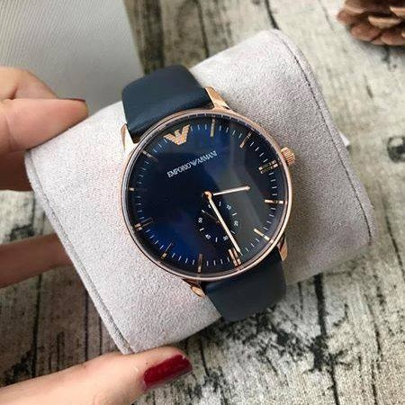  Shop Authentic Emporio Armani Classic Quartz Blue Dial Blue Leather Strap Watch For Men  - AR2071 - Luxxuri