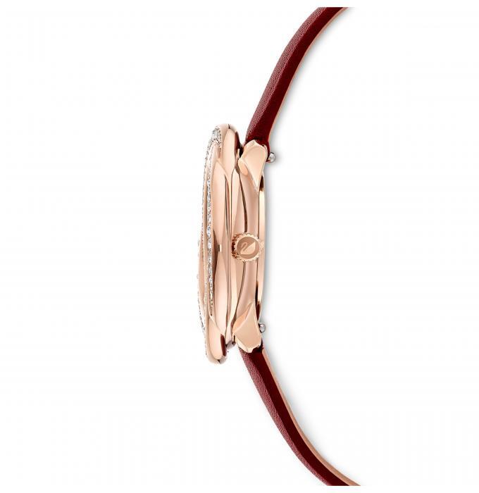  Shop Authentic Swarovski Crystal Flower Red Dial Red Leather Strap Watch for Women - 5552780 - Luxxuri