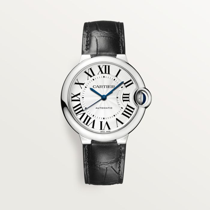  Shop Authentic Cartier Ballon Bleu de Cartier Silver Dial Black Leather Strap Watch for Men - WSBB0026 - Luxxuri