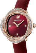  Shop Authentic Swarovski Crystal Flower Red Dial Red Leather Strap Watch for Women - 5552780 - Luxxuri