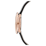  Shop Authentic Swarovski Crystal Flower Black Dial Black Leather Strap Watch for Women - 5552421 - Luxxuri