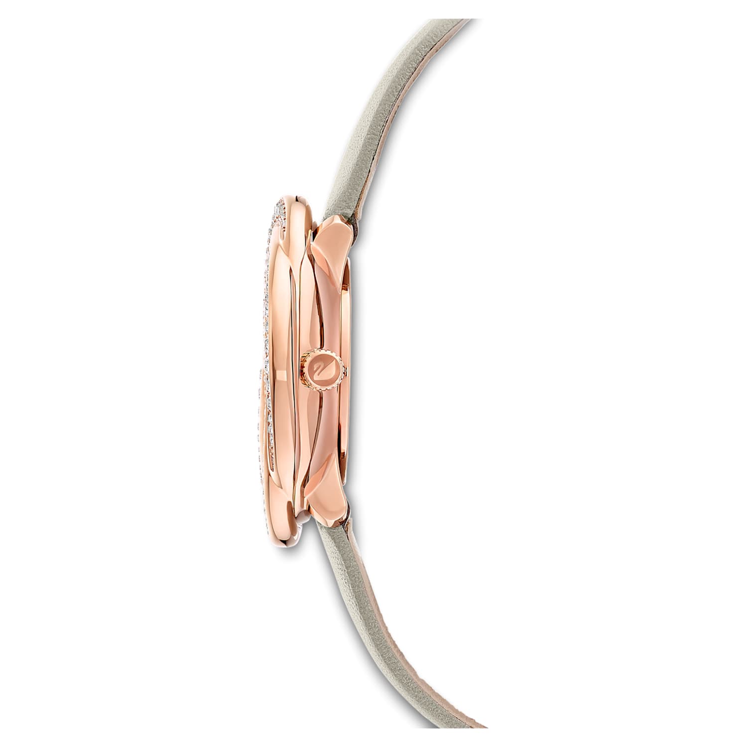  Shop Authentic Swarovski Crystal Flower Grey Dial Grey Leather Strap Watch for for Women - 5552424 - Luxxuri