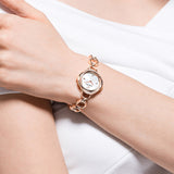  Shop Authentic Swarovski Crystal Flower Silver Dial Rose Gold Steel Strap Watch for Women - 5547626 - Luxxuri
