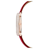  Shop Authentic Swarovski Crystal Frost Red Dial Red Leather Strap Watch for Women - 5519226 - Luxxuri