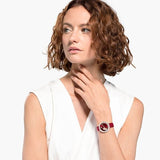  Shop Authentic Swarovski Crystal Frost Red Dial Red Leather Strap Watch for Women - 5519226 - Luxxuri