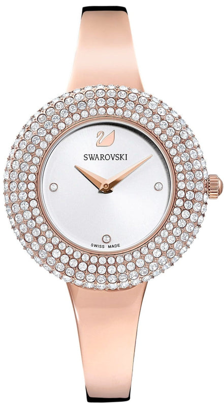  Shop Authentic Swarovski Crystal Rose Silver Dial Rose Gold Steel Strap Watch for Women - 5484073 - Luxxuri