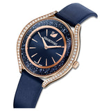  Shop Authentic Swarovski Crystalline Aura Blue Dial Blue Leather Strap Watch for Women - 5519447 - Luxxuri